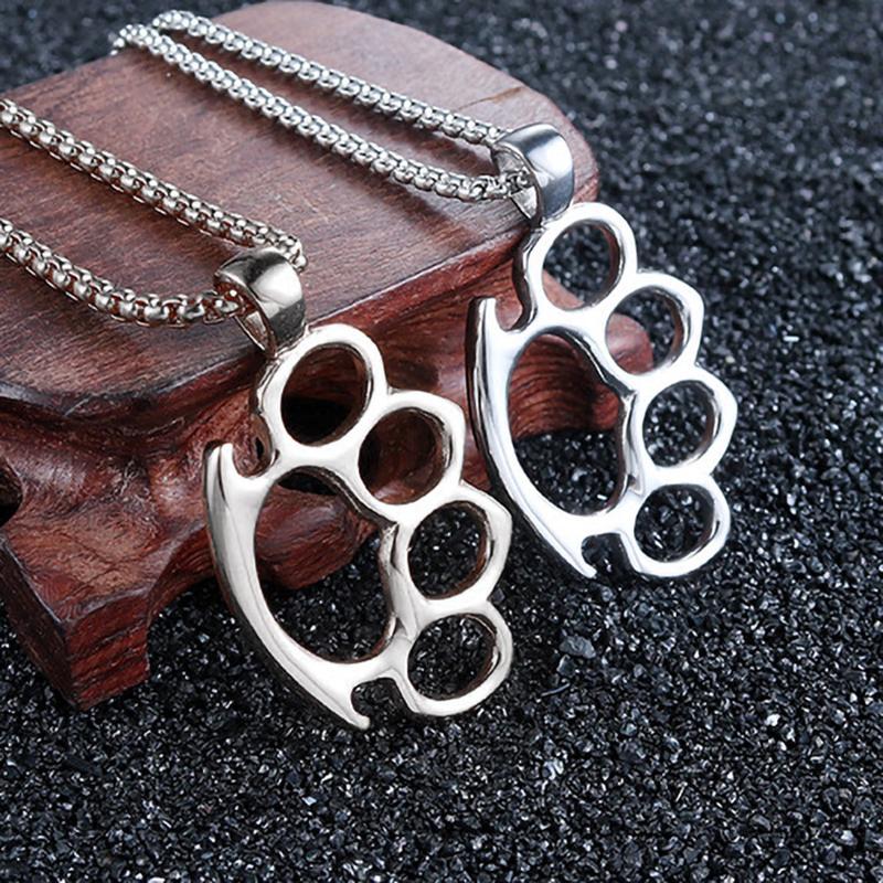 Personality Finger Cot Pendant Necklace For Men Women Hip Hop Style Stainless Steel Box Chain Trendy Neck Accessories Party Gift