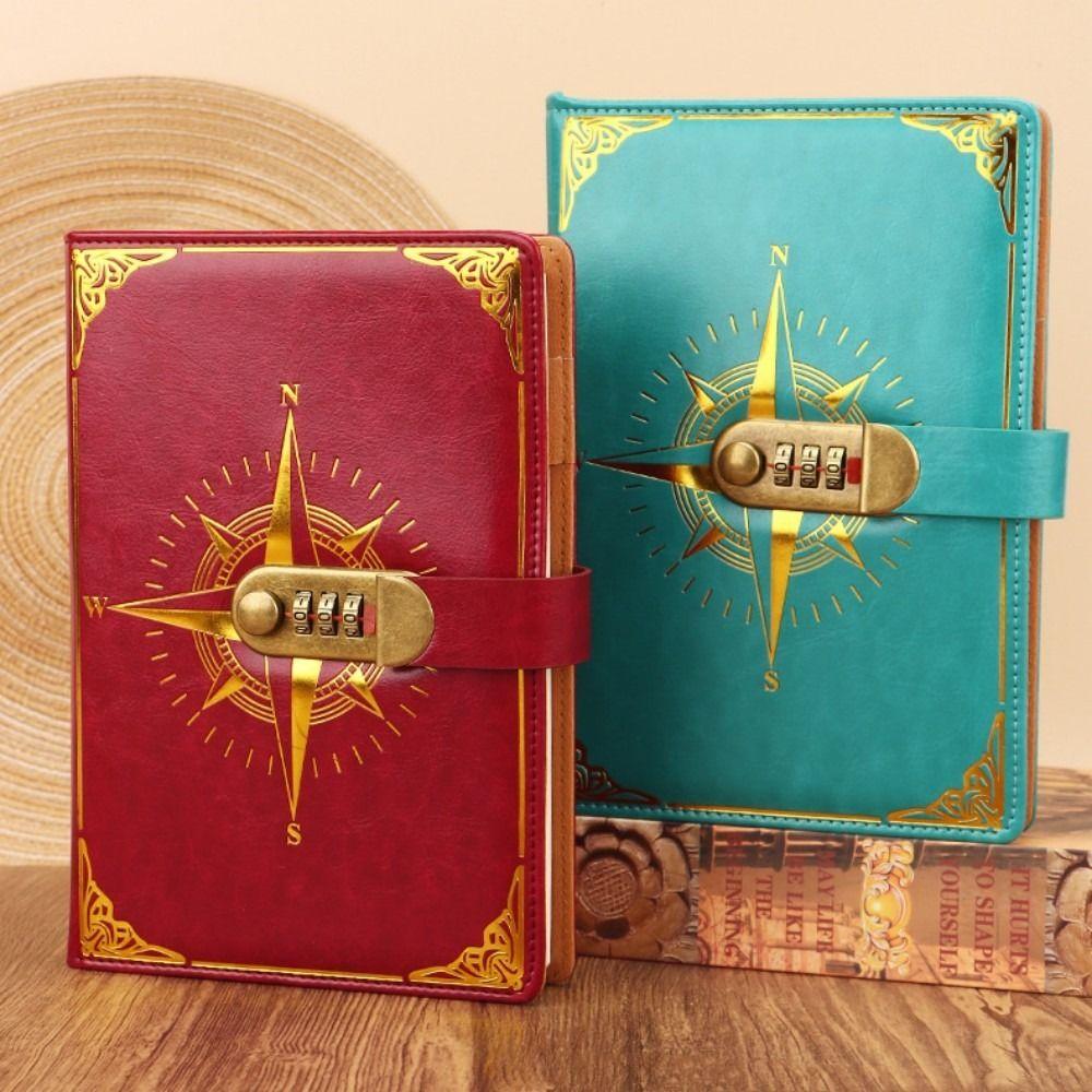 Diary Password Lock Notebook A5 Vintage Codebook Creative Retro Notebook  Student