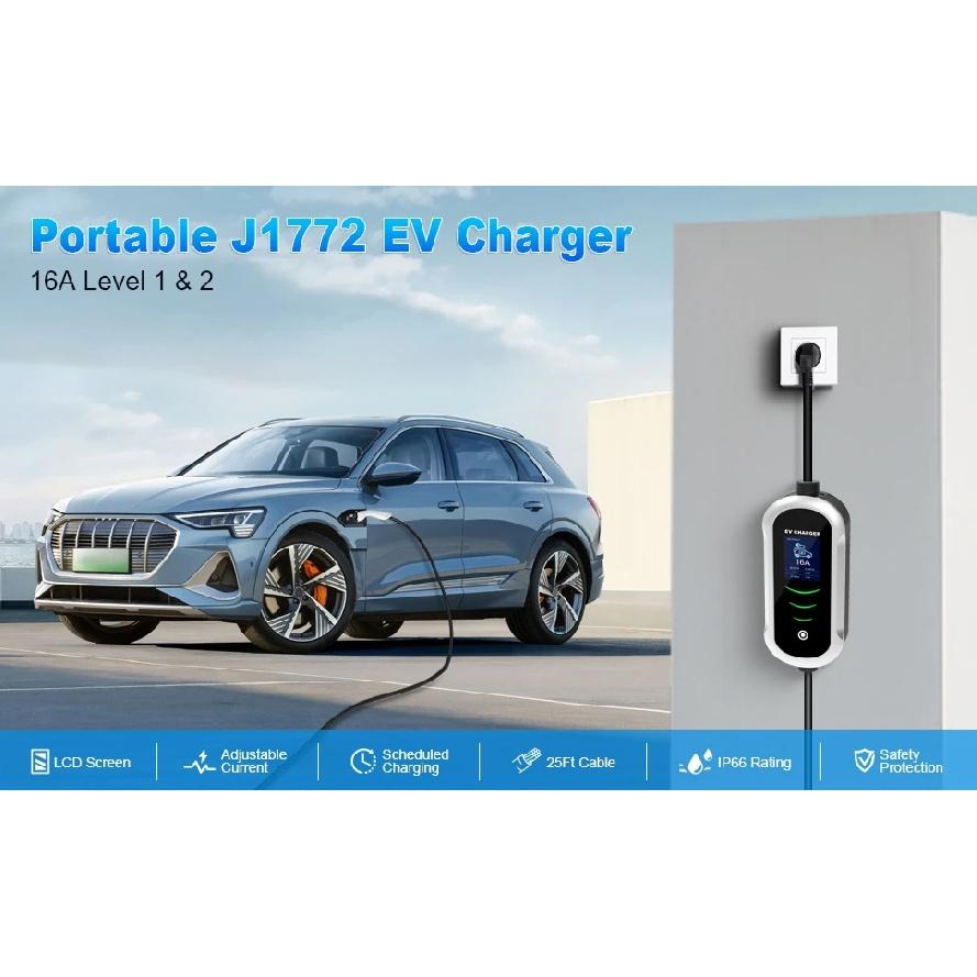 JDMEX 3.5kw Type1 Portable EV Charger 7M Cable With NEMA 6-20P Plug J1772 Charger For Electric Car  EVSE Charging 16A EV Charger