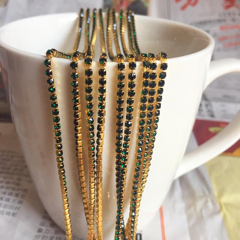 Wholesale 1-Row 1 yard SS6 Cystal Rhinestone Trim Close Cup Chain Claw DIY Jewelry Making