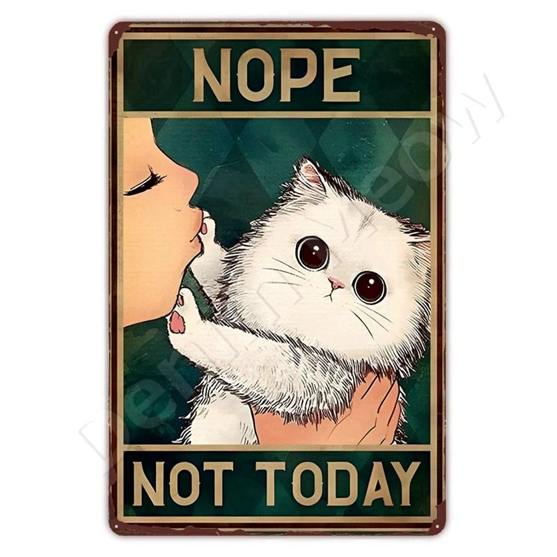 Funny Bathroom Quote Metal Tin Sign, Black Cat, Wash Your Paws, Poster for Home, Bathroom, Cafe, Wall Decor, Gift for Women