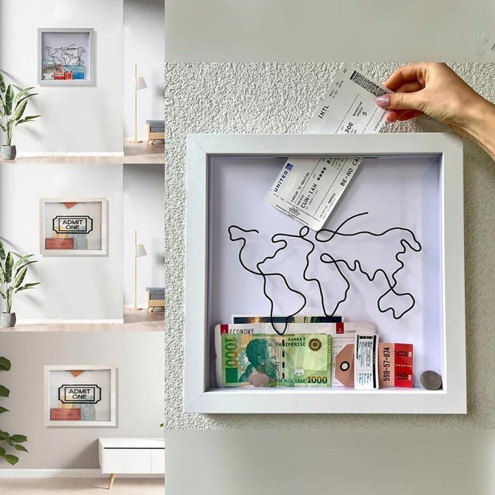 Artificial Board Travel Collection Box Handmade Ticket Shadow Box with Slot  Ticket Stubs