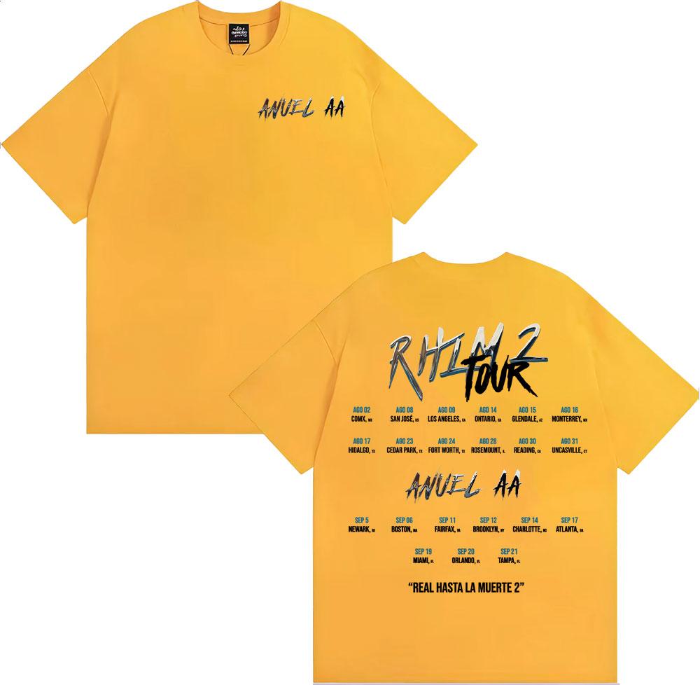 Anuel AA Rhlm 2 Real Hasta La Muerte Album Print T Shirt Mens Women Hip Hop 90s Vintage Cotton Short Sleeve Tshirts Streetwear