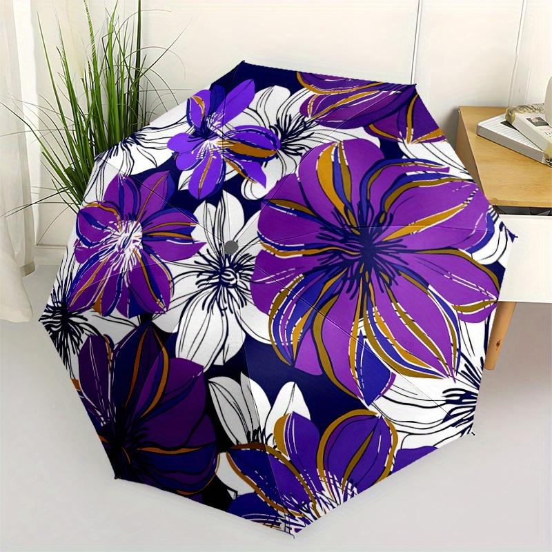 1pc Floral Pattern Automatic Open/close Folding Umbrella, Compact Portable Travel Umbrella, Perfect Birthday/Christmas, Cute Umbrella, Durab