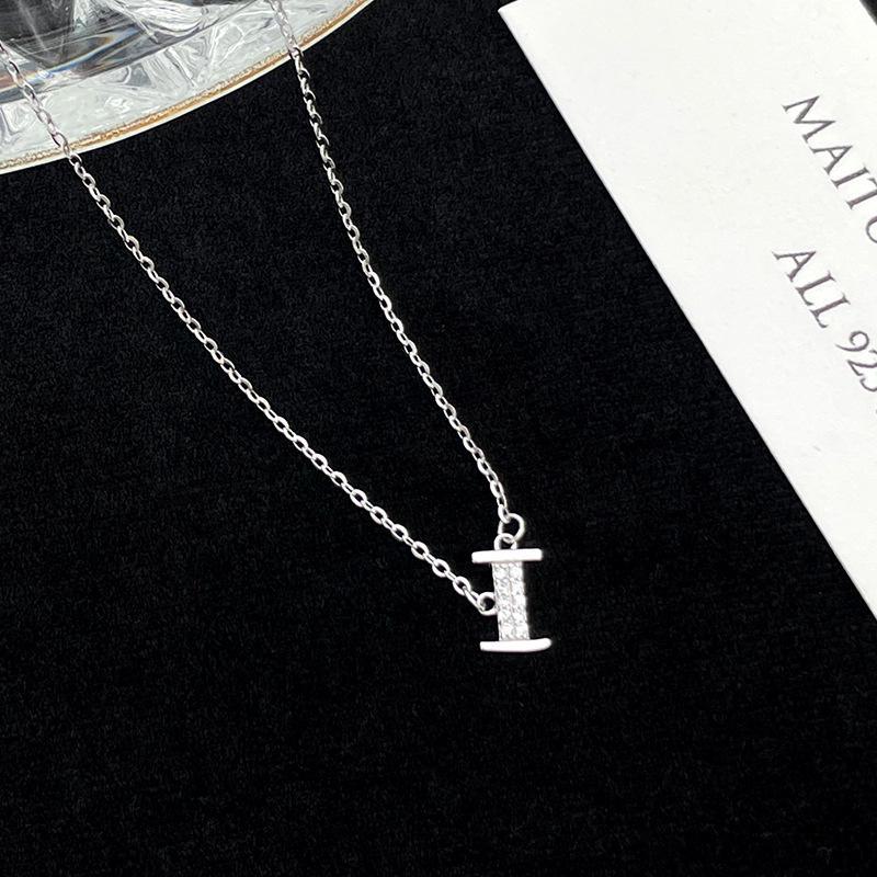 Banyan Tree S925 Silver Alphabet Necklace: Women's Summer Diamond Pendant with 26 English Letters Elegantly Designed.