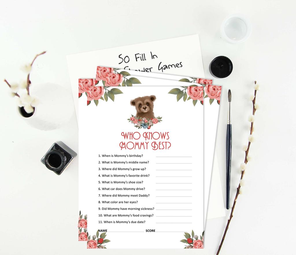 Inkdotpot Baby Shower Game Set Of 50 BabyA  AlphabetA  ABCA  Game Bear Jungle Animals Party