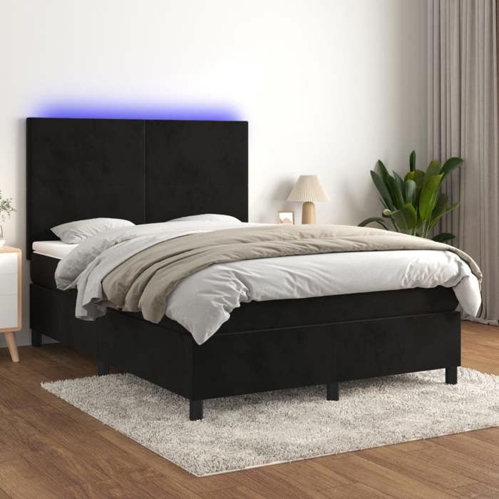 VidaXL Sommier à Lattes de Lit avec Matelas LED, Lit Rembourré, Lit Double, Lit Adulte de Chambre à Coucher Intérieur, 3136001