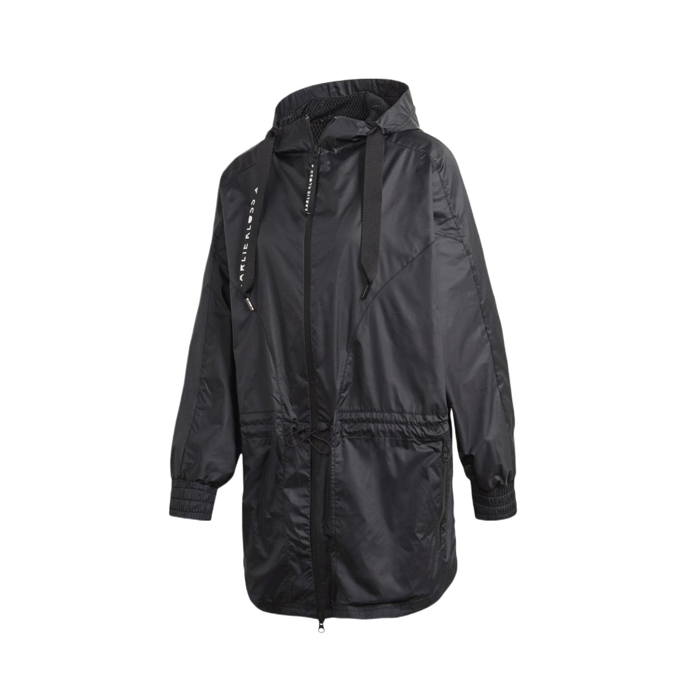 

Женская куртка Adidas Karlie Kloss Wind Rdy Solid Color с капюшоном и застежкой-молнией, черная GH8221 M