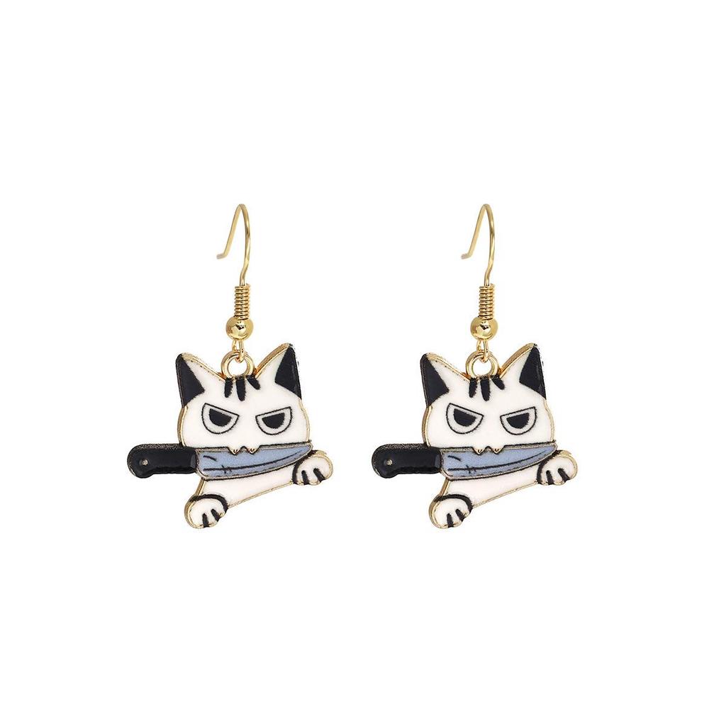 Cute Cartoon Kitten Earrings - Fun, Creative, and Fashionable Animal Drops In Japanese and Korean Styles for European and American Tastes.