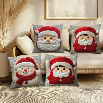 Yousheng Christmas Throw Pillow Cover Snowman Elk Santa Pillowcase Xmas Pillow Cover with Hidden Zipper for Festive Home Sofa Couch Decor
