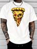 Unisex White Crew Neck Tee Skull Pizza Slice Graphic Print Loose Oversized Short Sleeve Unisexs Streetwear Summer Casual Basic Top