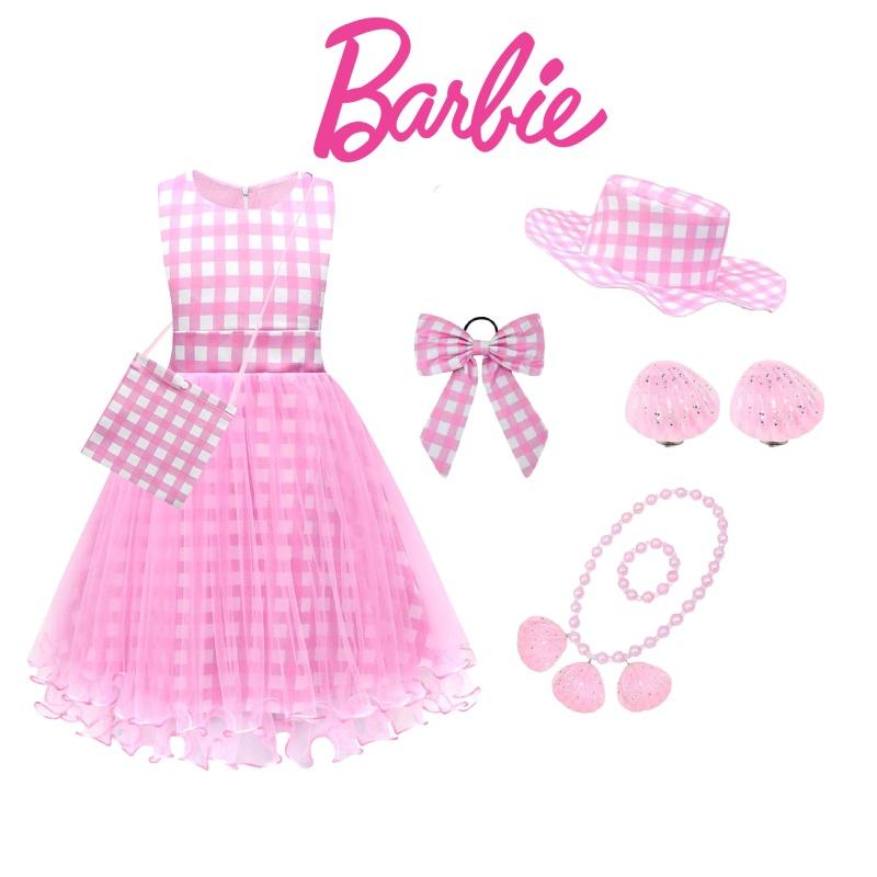 Adorable Barbie Princess Pink Sleeveless Dress With Matching Accessories