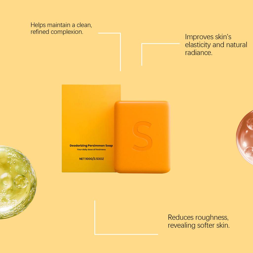 Persimmon Bath Soap Rich Foam Gentle Cleanse Moisturize Dry Skin Soften Skin Texture No Tightness Natural Fruity Aroma Soap Bar