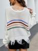 Women's loose fitting short V-neck sweater with autumn and winter tassel knit sweater