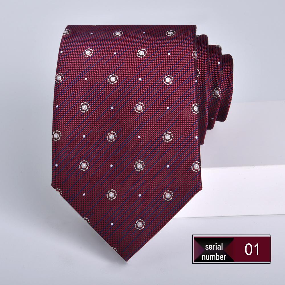 Wine Red Jacquard Tie for Men - Formal Business, Wedding, and Groom 8cm Executive Style