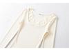 Lace Trim Square Neck Bodycon Long Sleeve Shirt - Women's Spring Collection