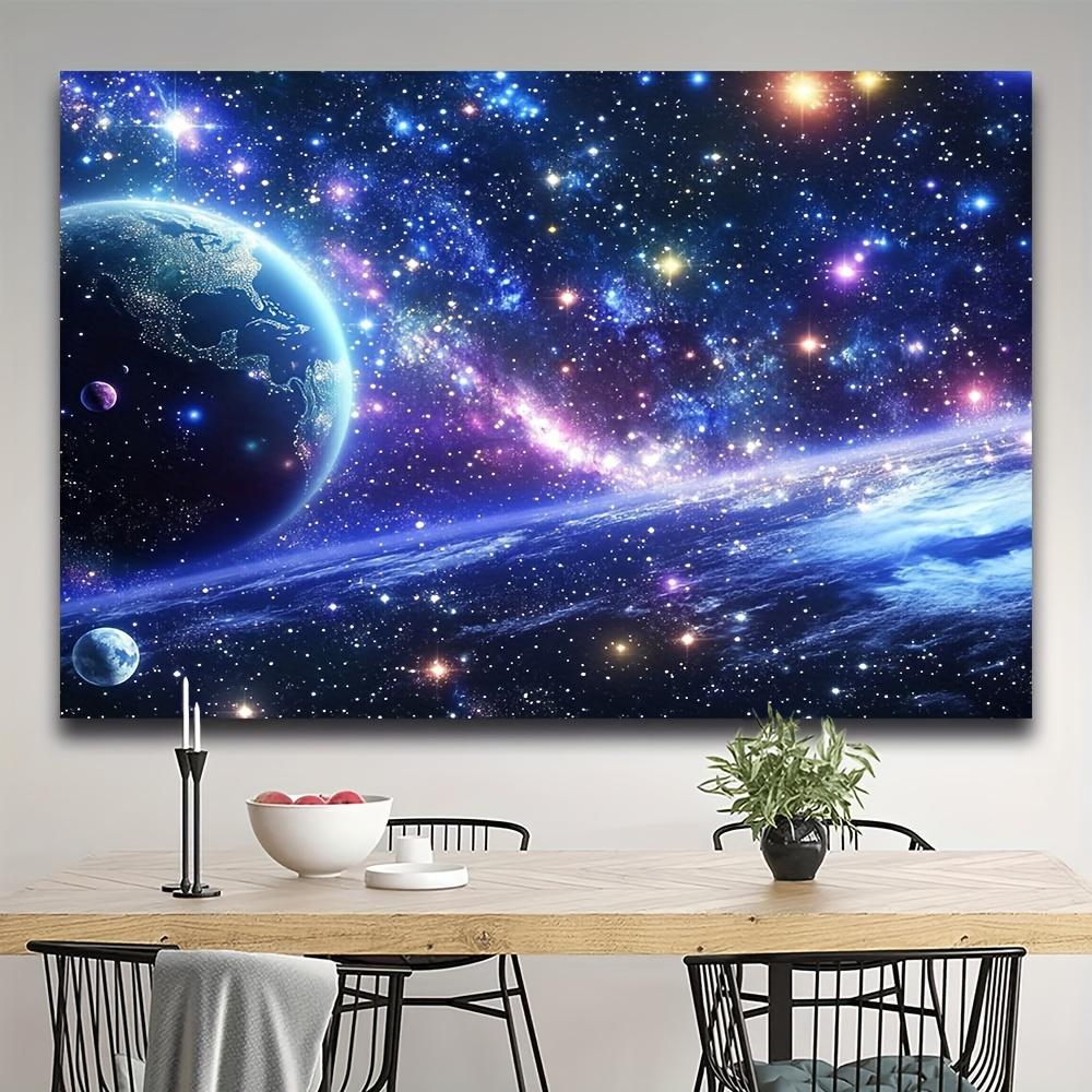 1pc universe dream galaxy background polyester fiber star background with earth and halo purple and blue space theme