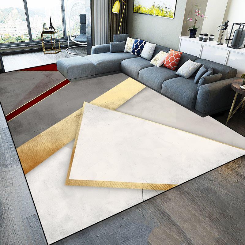 Moderner Leichter Luxus Geometrie Teppich Groß Wohnzimmer Sofa Bereich Teppich Schlafzimmer Dekoration Rutschfester Teppich Waschbare Couchtischmatte