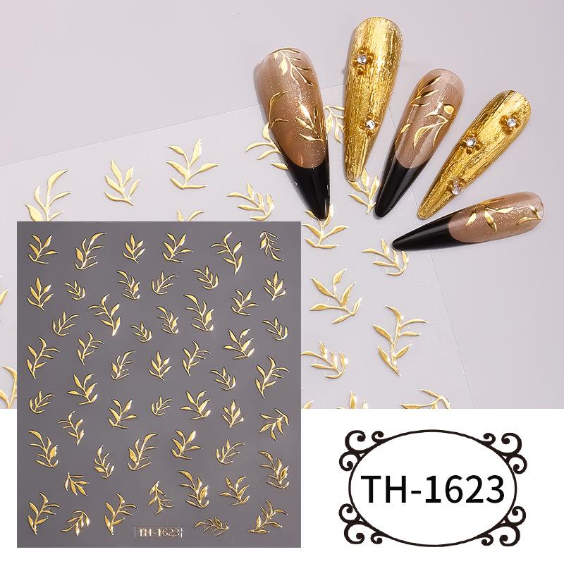 

Bronzing Nail Art Sticker 3D Hollow flower nail decals Nail Accessories TH-1623