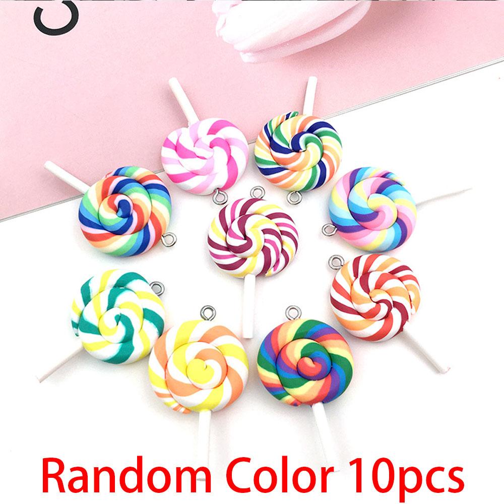 5/10/20pcs Colorful Candy Pendant Polymer Clay Candy Candy Pendant Mobile Strap Key Bag Decoration DIY Jewelry Making