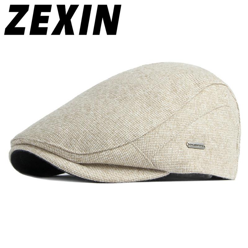 

ZEXIN Autumn and Winter Hat Men s Beret England Retro Splicing Thickened Warm Duck Tongue Cap Female Literary Youth Forward Cap 55-59cm