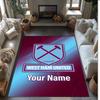 West Ham United FC Printed Crystal Velvet Rug Non‑Slip Crystal Velvet Carpet For Sofa Bedroom Indoor Home Decoration