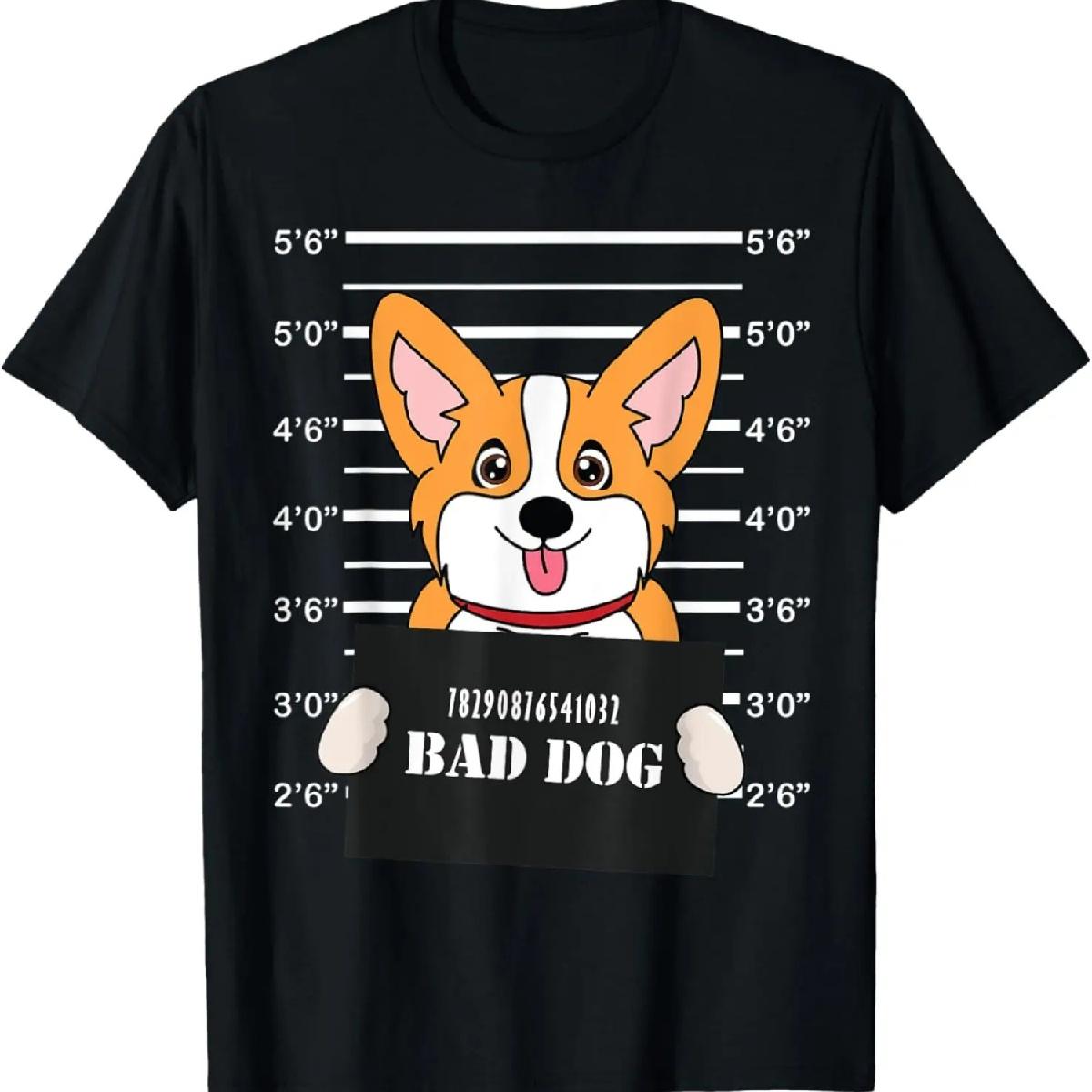 

Corgi Funny Mug Shot Bad Dog Mom Dad Gift T-Shirt XXXXXL різнокольоровий