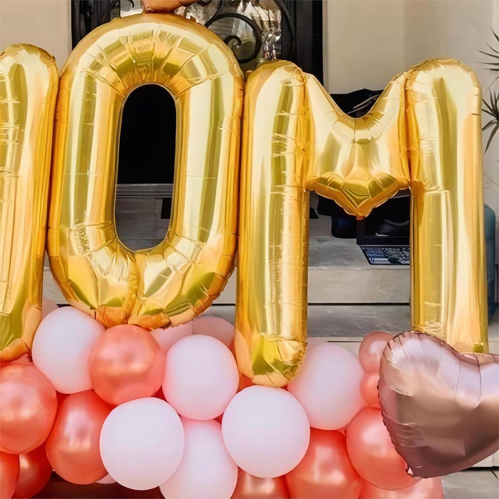 48pcs Mother's Day Balloon Set, Mother's Day Letter Aluminum Foil Latex Balloon Set Birthday Background Wall