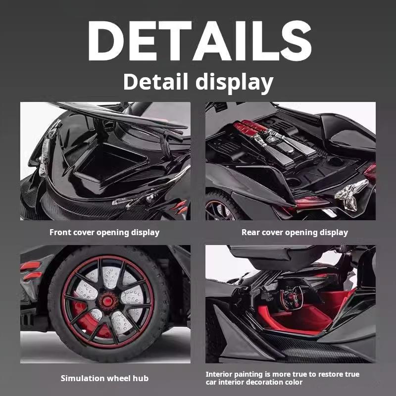 1/24 Scale Apollo IE Supercar Alloy Limousine Diecast Car Model Toy Sound Light Pull Back Kid Birthday Gift Collect Home Decorat