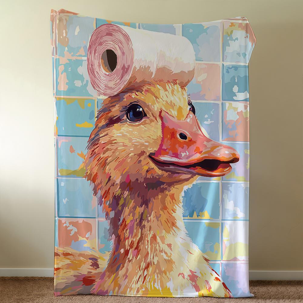 Duckling With Toilet Paper Hat Blanket Throw Super Cosy Plush Living Room Sofa Couch Childish Birthday Gifts