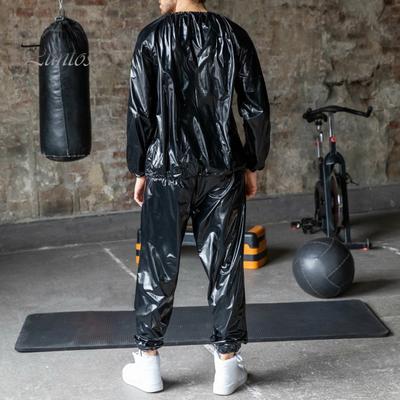 2 bucăți/set saună pantaloni de top costum trening impermeabil rezistent la vânt pentru transpirație pentru pierderea în greutate deschideri elastice arderea grăsimilor sport fitness îmbrăcăminte saună