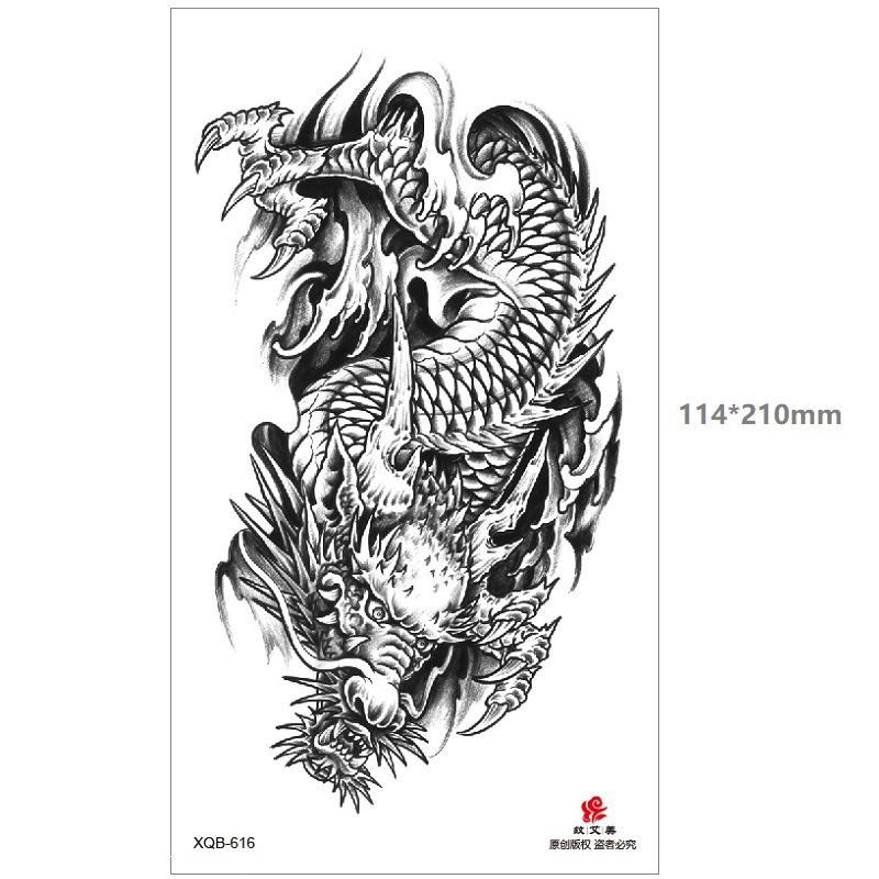 

Дракон Волк Тигр Черный Водный Переводной Имитация Одноразовый Временный Набор Животных Татуировки Наклейка На Половину Руки 114*210MM