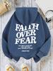 Casual Women's Hoodies Faith Over Fear Letter Printing Sweatshirts Fleece Warm Comfortable Pocket Pullovers Autumn Streetwear