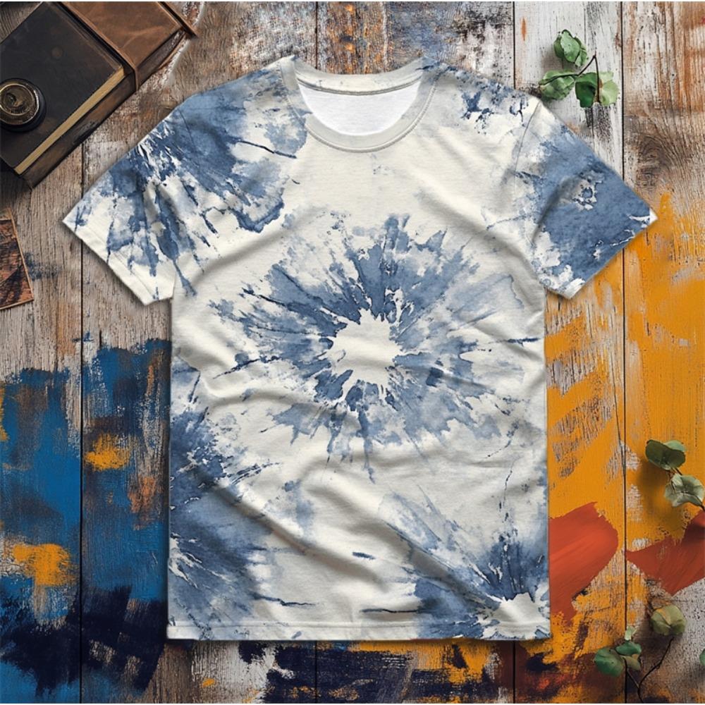 Mode Batikmönster 3D-tryckta T-shirts för män Sommar Enkla Kortärmade Rundhals T-shirts Lös Harajuku Topp