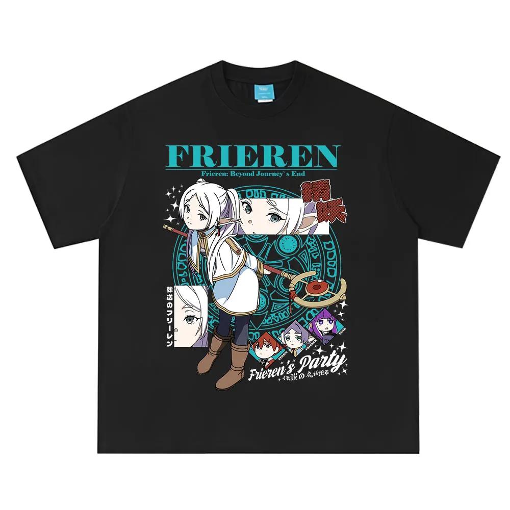 

Anime Frieren_ Beyond Journey s End Fern Frieren T-shirt Men Women Clothing Fashion Harajuku Summer Short Sleeve Cotton T-shirts S чёрный