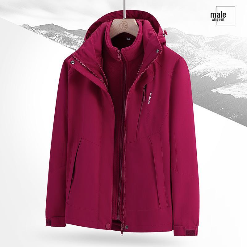 

Унисекс Ветрозащитная Зимняя Куртка, Плюс Вельвет, Отстегивающийся Альпинистский Костюм 3-в-1 для Всех Возрастов 3XL