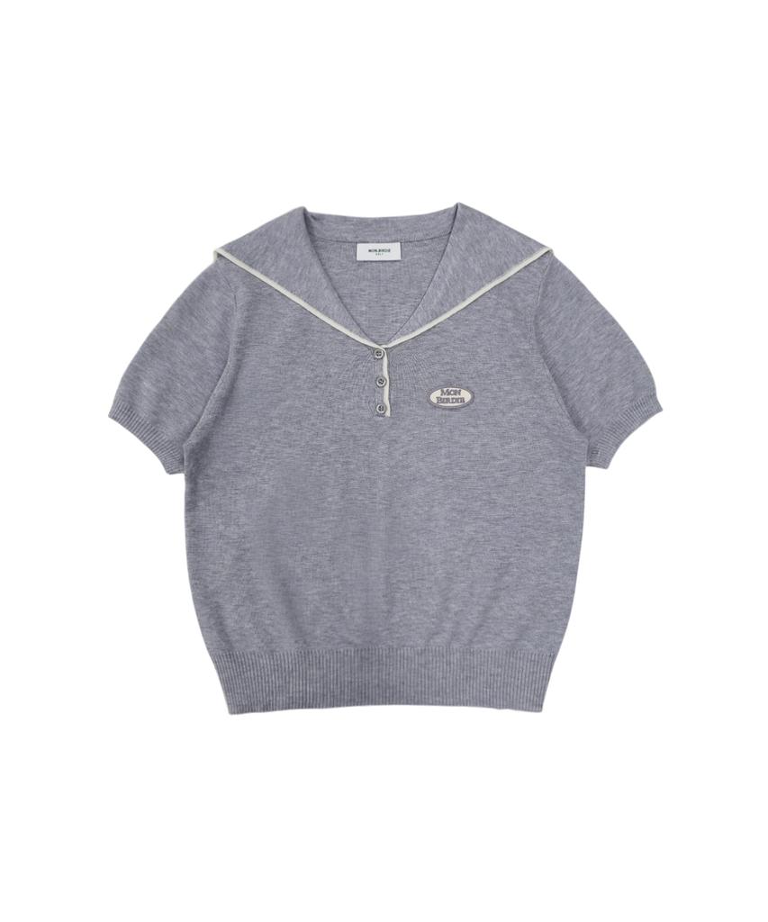 MONBIRDIE GOLF Logo Sailor Summer Knit Grey