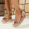 Large Size Linen Platform One-word Sandals Summer New Hollow Beach Women's Shoes