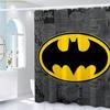 Warner 1pc Cartoon Print Shower Curtain | Batman Logo - Privacy Bath Curtain, Home Partition Door Curtain, Bathroom Divider Cu