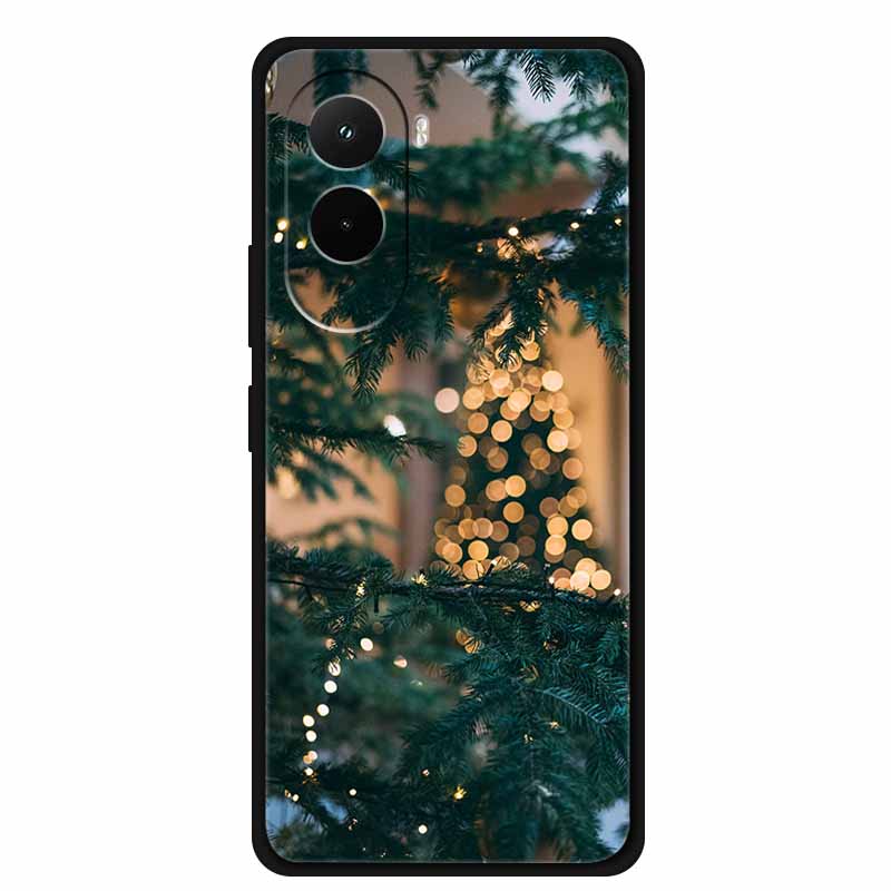 Christmas Phone Case For Poco M7 4G Case Christmas Tree Black Silicone Bumper For Xiaomi Poco M7 4G Cover PocoM7 Cartoon Coque