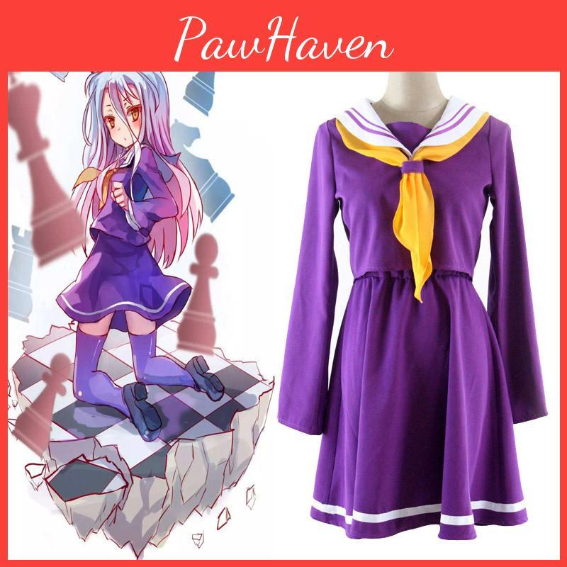 Breathable No Game No Life Shiro Cosplay Dress Shirt Tie Set With Perfect Stitches