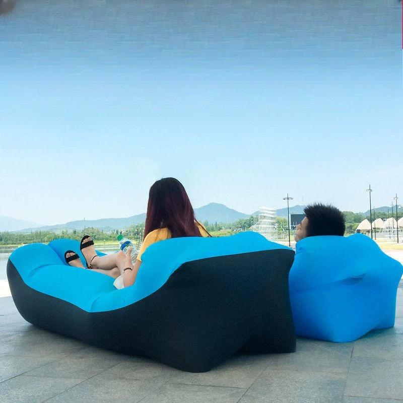 Outdoor Portable Inflatable Sofa Inflatable Outdoor Air Sun Inflatable Lounger Blow Up Chair Bag Banana Camping Air Bed Beanbag