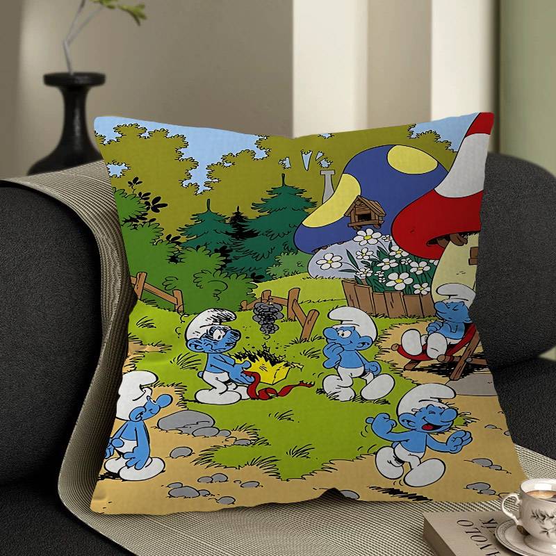 Cartoon Cute S-Smurfs Personalized Pillow Cover Kids Bedroom Wild Party Decor Pillowcase Kid Birthday Shower Gift