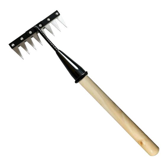 Weeding Rake Detachable Design Manganese Steel Garden Weeder Rake with Sharp Tip Wide Teeth Soil Penetration Rake