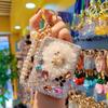 Strass Doppel-Taschenspiegel Schlüsselanhänger Klein Bling Reise Klapp-Kosmetikspiegel Perlenkette Taschenanhänger für Damen Geldbörse Handtasche Geldbörse Zubehör