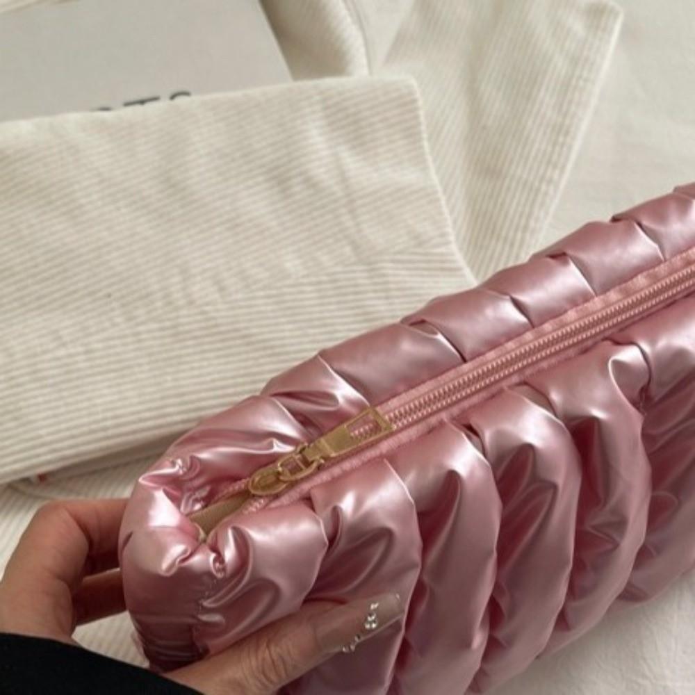 Soft Puffer Makeup Clutch Purse Space Cotton Toiletry Storage Organizer Quilted Cosmetic Bag Women