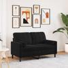 2 Seater Velvet Sofa with Decorative Cushions Black 120 cm
