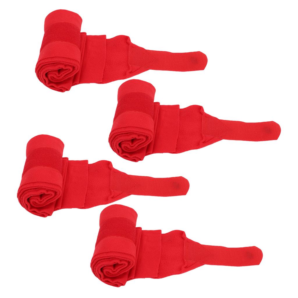 4 Pcs Horse Leg Wraps Soft Fleece Protective Horse Polo Leg Bandage Equestrian Supplies Red