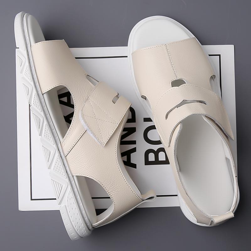Fashion Summer Mens Casual Sandals Brand Genuine Leather Outdoor Antiskid Shoes Flat Designer Beach Walking Sandal Flat Designer Shoes