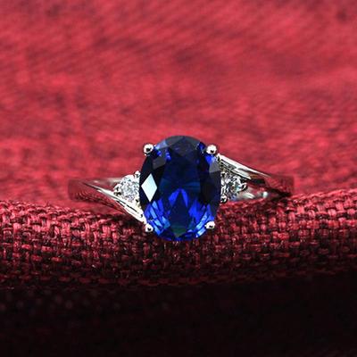 European and American Blue Spinel Sapphire Crystal Diamond Ring - Valentine's Day Gift